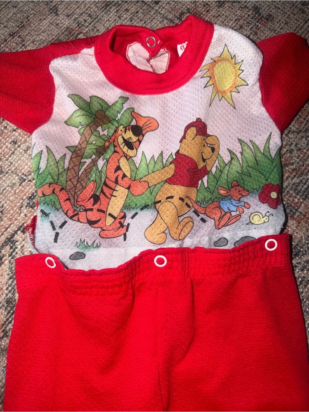 Vintage Disney Winnie the Pooh and Tigger romper two piece snap set 4t